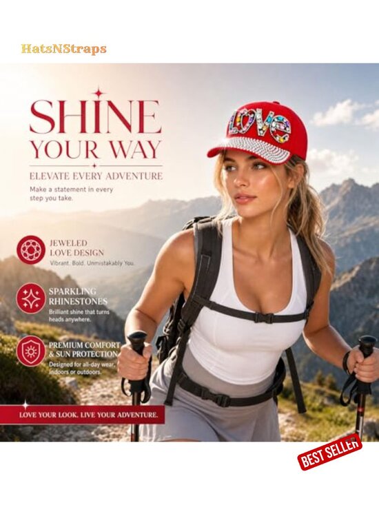 Rhinestone LOVE Baseball Cap Adjustable Mesh Summer Sun Hat for Women Men main image 5